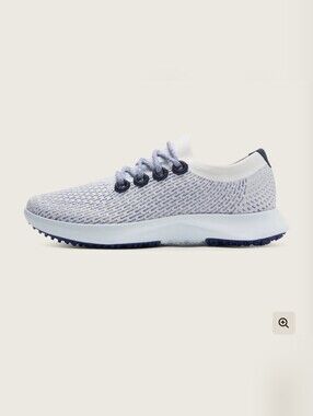 Light Blue/white Knit Athletic Sneaker with Navy Accents